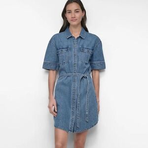 DKNY JEANS Denim Shirt Dress with Belt SZ XL